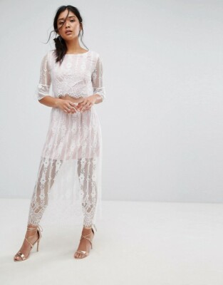 boohoo lace dress midi