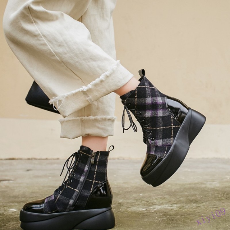 Zapatos De Cuero Mujer botas al Tobillo Cremallera Lateral Con Cordones Plana ENrojoADERA Punta rojoonda A Cuadros Zapatos De Cuero Mujer botas al Tobillo Cremallera Cremallera Cremallera Lateral Con Cordones Plana ENrojoADERA Punta rojoonda A Cuadros A la venta con descuento del 70%.