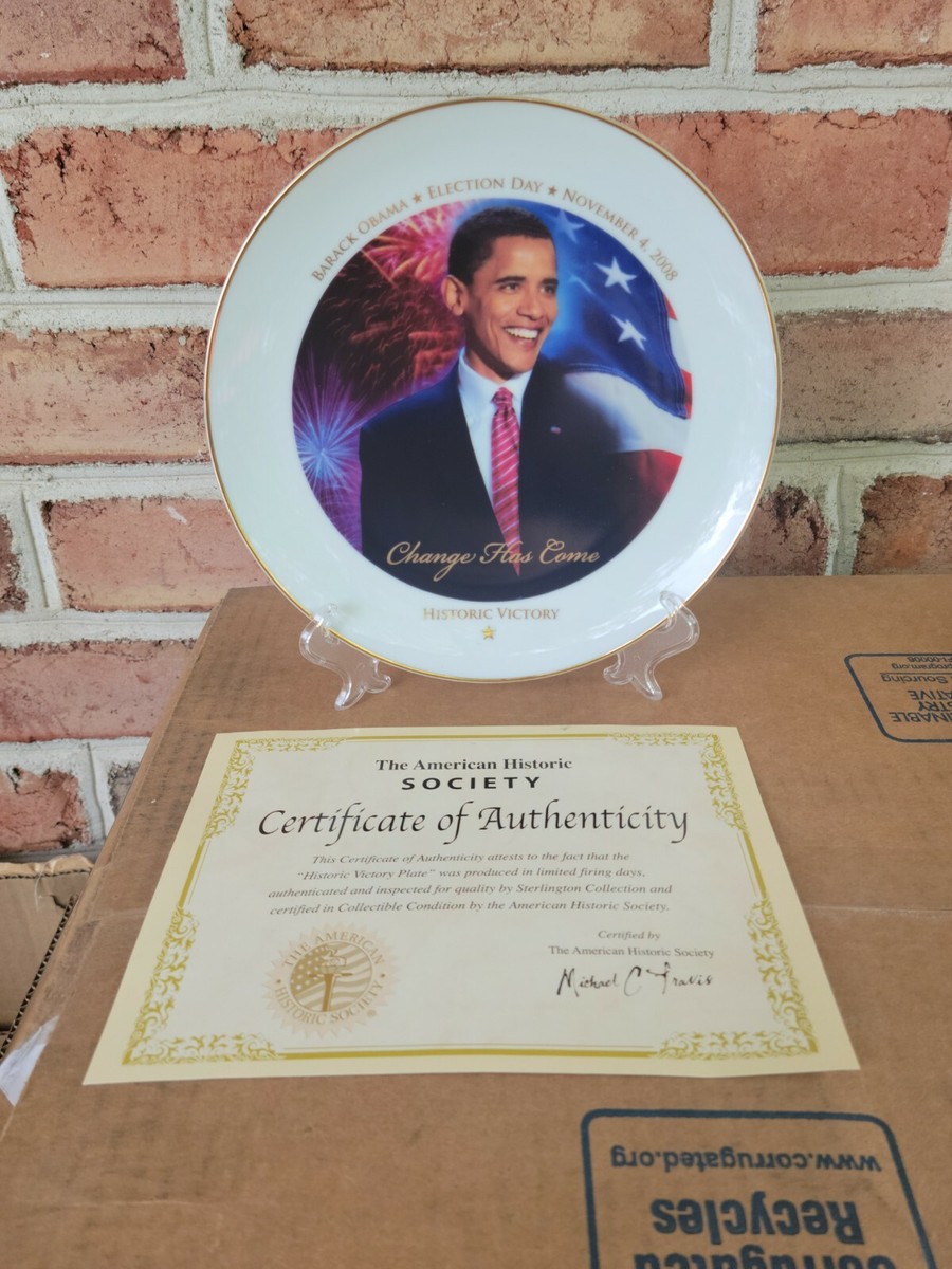 Barack Obama Historic Victory Collectable Plate AND Pin | eBay