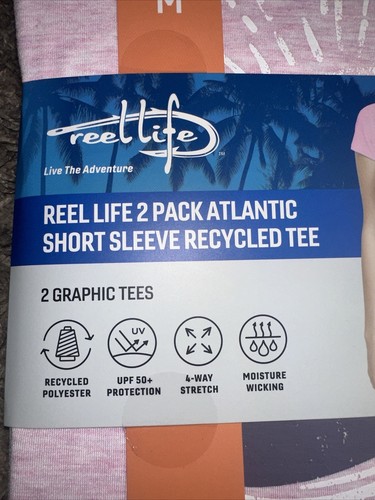 NEW Women's 2 Pack Reel Life Atlantic Short Sleeve Tee Shirts Pink Gray Medium - Picture 5 of 6