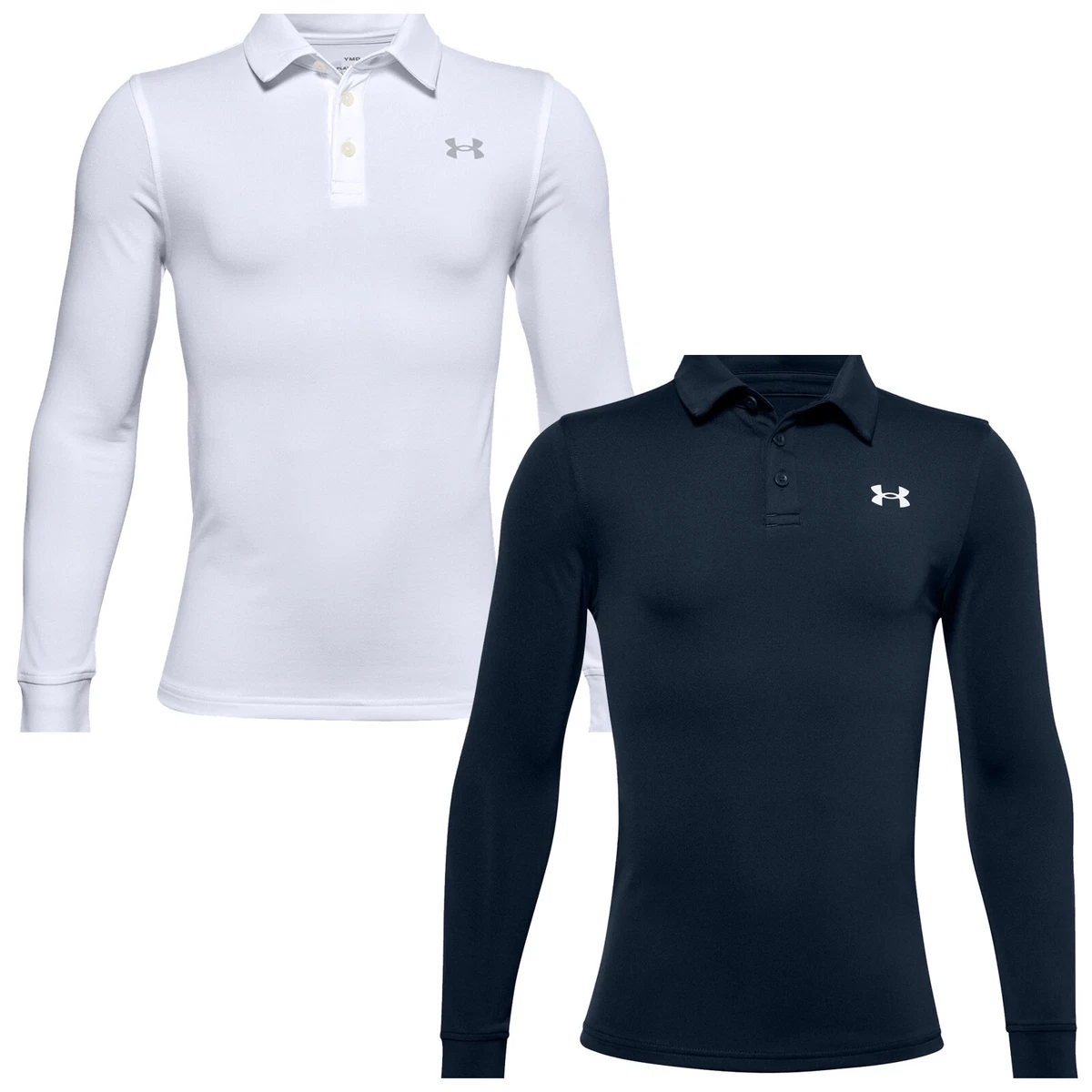 Under Armour Junior Playoff Long Sleeve Polo Shirt Kids Golf Top