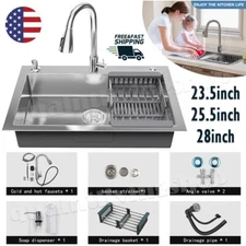 23.5"/25.5"/28" Drop In Kitchen Sink Stainless Steel Single Bowl Top Mount