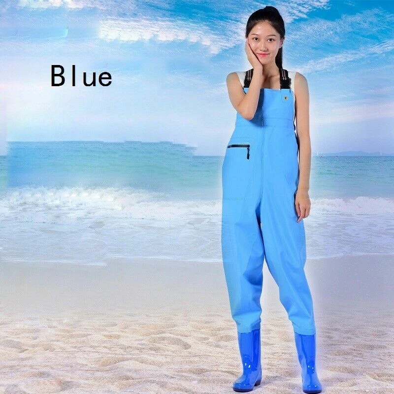 Girl PVC Chest Wader With Boots Pocket Outdoor Fishing Waterproof Pants Trousers - Image 4 of 4