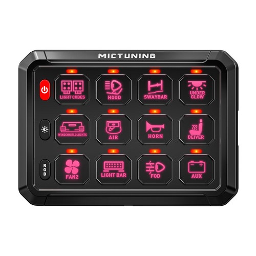 MICTUNING P1S 12 Gang Switch Panel RGB LED Light Bar Relay System Marine 12/24V - Picture 8 of 24