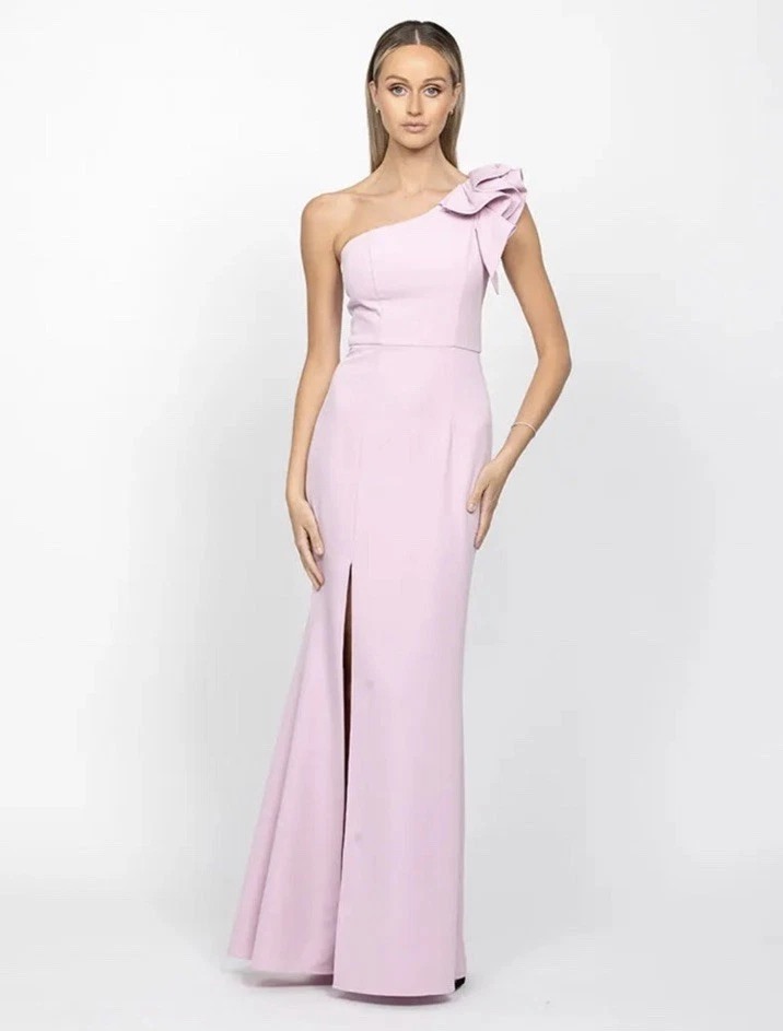 Bariano Sue Dress Size AU 10 / US 6 Lilac One Shoulder Frill Wedding Bridesmaid - image 2 of 4