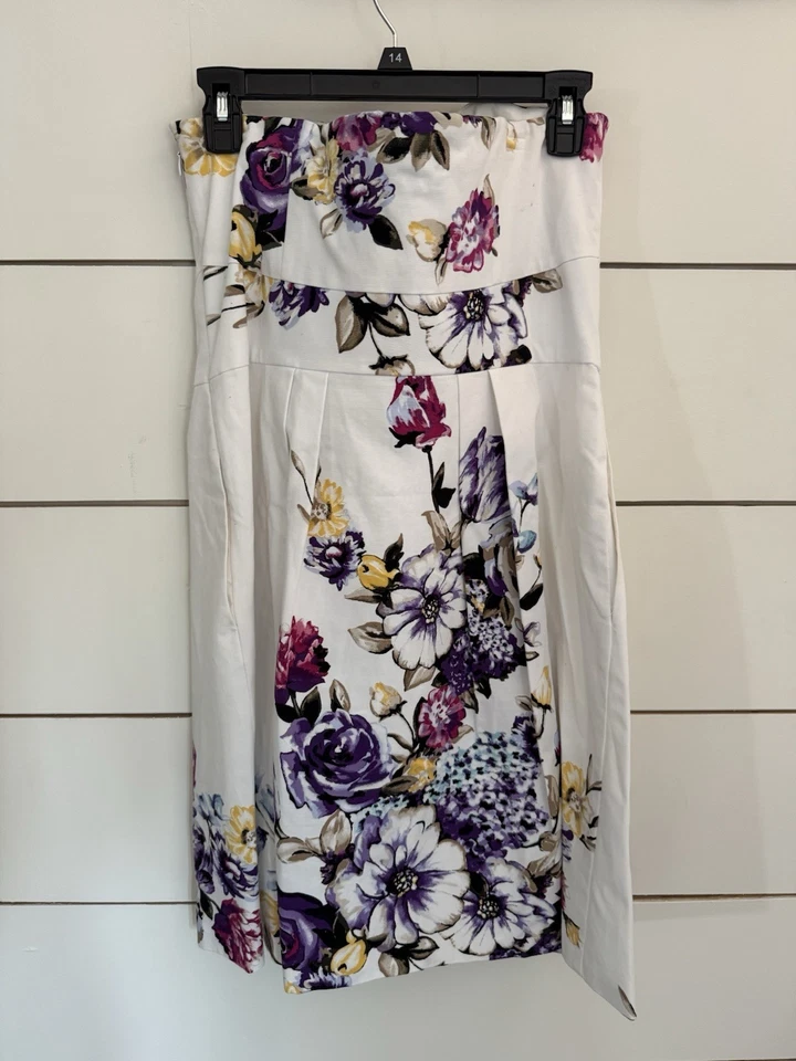 Vestido Floral Casa Blanca Mercado Negro Sin Mangas con Bolsillos WHBM Talla 12 Foto 2 de 4