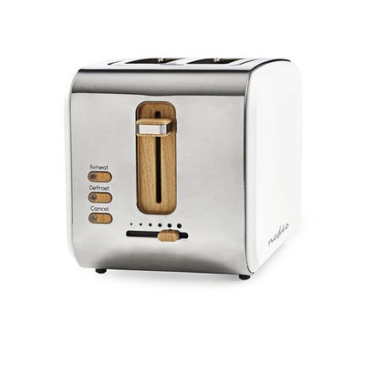 Toaster mit 2 breiten Öffnungen Auftaufunktion soft-touch weiß 6-Stufen 900W