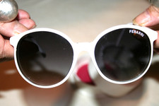 VINTAGE FERRARI WINTER WHITE FOLDING SUNGLASSES W CASE INDUSTRIAL MOD SHADES HTF