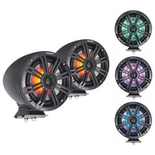  2 KICKER KMFC65 6.5" 195w Marine LED Speakers in Surface Mount Pods 46KMFC65