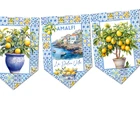 Mediterranean Amalfi Coast Lemons & Blue Tiles Bunting Decoration
