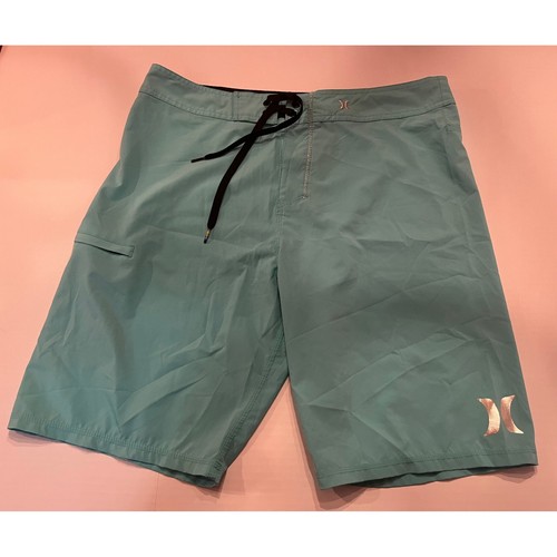 Hurley Phantom Swim Board Shorts Size 33 Aqua Blue Unlined Inseam 10"