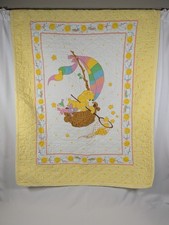 Vintage Care Bear Sunshine Bear Baby Crib Blanket Yellow Quilt 33x44