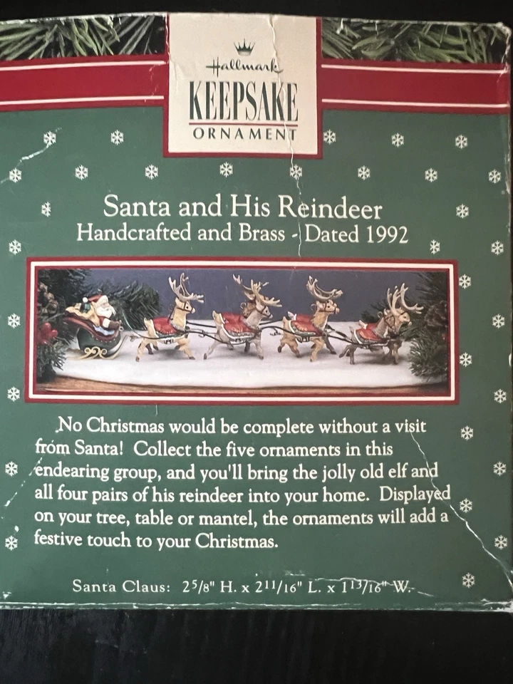 1992 Santa Clause Ornament - Fifth Of Five In His Reindeer - Hallmark Keepsake - Image 4 of 4