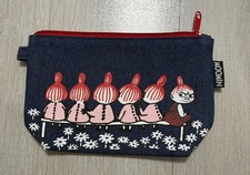 MOOMIN m14Y Denim Pouch with Character Print, Navy/Red, Small, Zippered Used