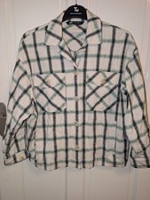 Zara Green/Beige Plaid Check Spring Shacket Jacket Overshirt Oversized Size S