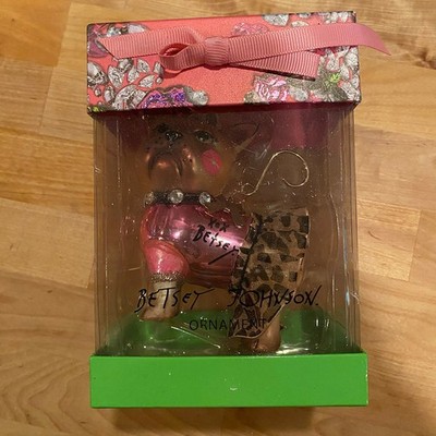 Betsey Johnson Bull Dog in tutu Holiday Ornament Christmas  MIB Blown Glass