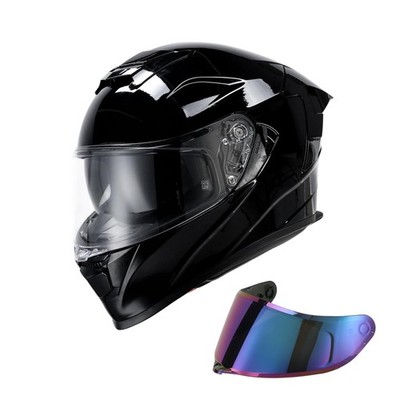 Full Face Helmet Dual Visor Tinted Sunshield ECE DOT Approved Gloss Black Large