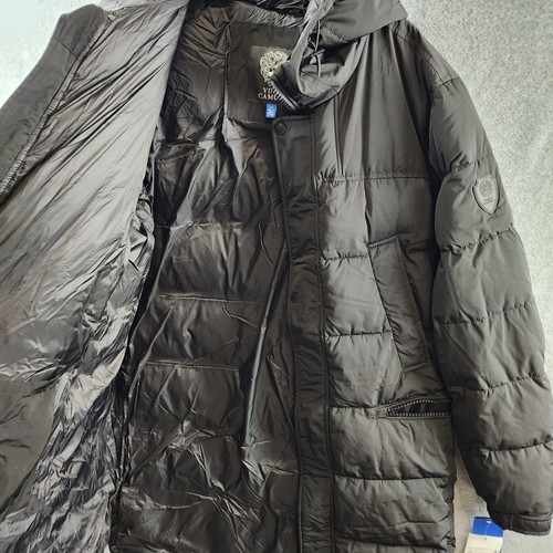 Vince Camuto langer gesteppter gefütterter Wandermantel Herren L/G schwarz Reißverschluss ~ - Bild 14 von 19