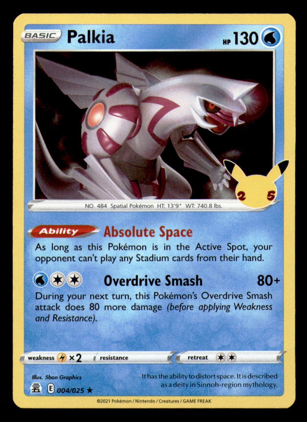 Palkia 004/025 Rare Celebrations Pokemon Holo Lightly Played