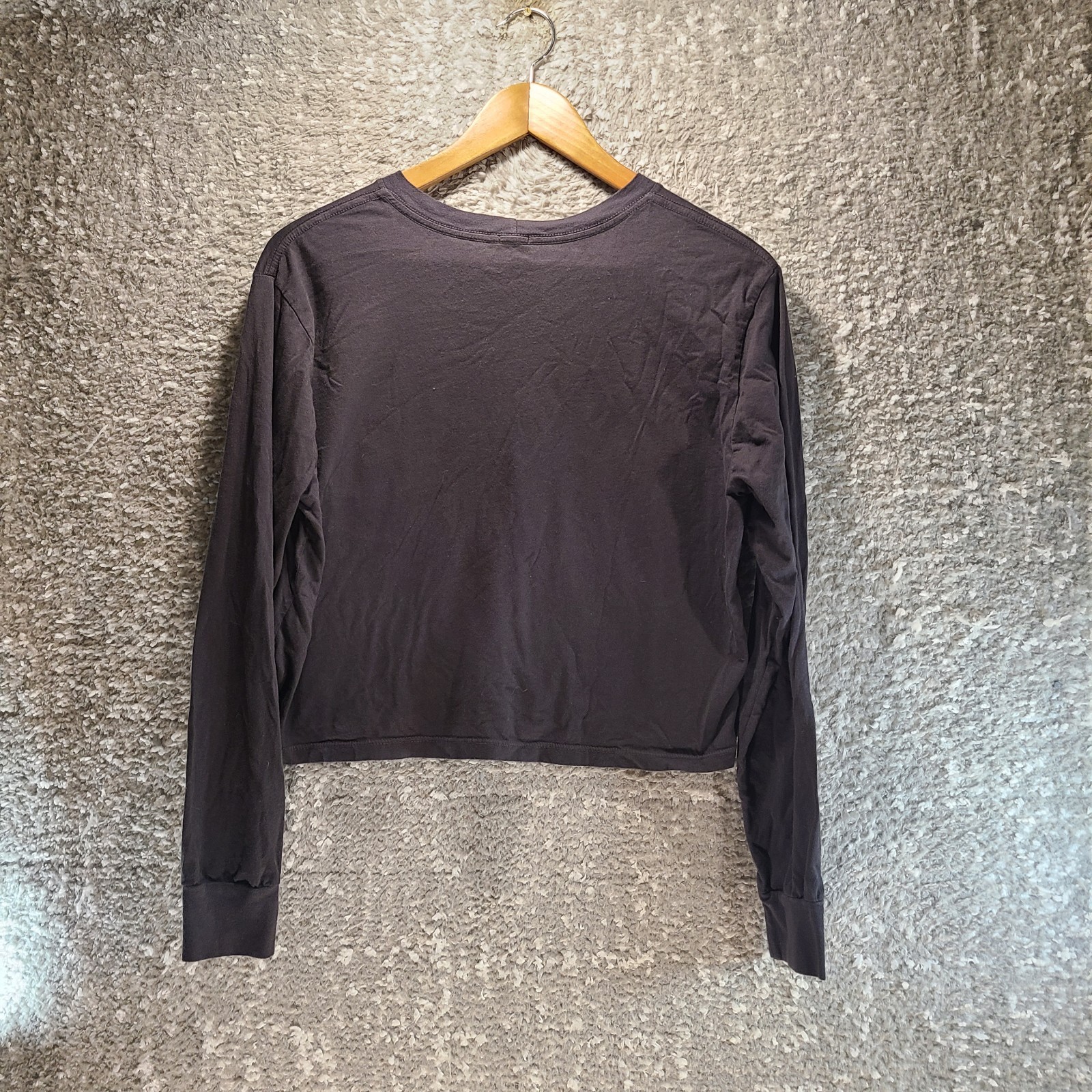 Monrow Basic Charcoal Gray Cropped Long Sleeve Po… - image 2