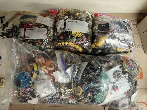 36.9 lbs junk jewelry lot: costume, vintage, some wearable