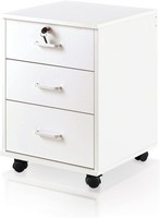 Rollcontainer AbschließBar Schubladen Aktenschrank Weiß BüRo Stauraum Mobil 57Cm
