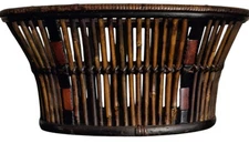 Oval Bamboo Basket Rich Brown Heavy Duty Magazine Rack 16.5"LX11"Wx7.5"H