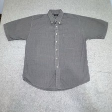 VTG Gitman Bros Shirt Mens Large Black White Gingham Check Button Up Made In USA
