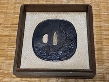 Tsuba Copper Lobster Bamboo Inlay Vintage Handcrafted Sword Fittings