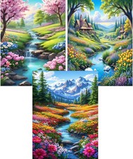 3 Packs Flowers Diamond Art Kits for Adults,5D Diamond Painting Kits for Begi...