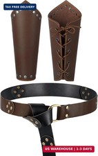 Newcotte 3 Pcs Medieval Viking Belt Faux Leather Arm Guards Bracers Renaissance