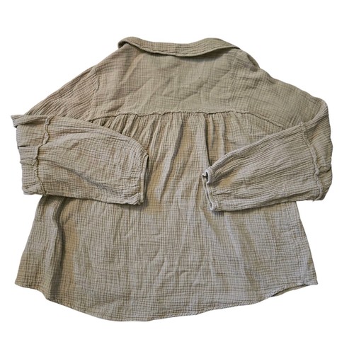 Easel Baby Doll Tunic Top S Taupe Minimalist Baby Doll Gauzy Coastal Boho - Picture 2 of 7
