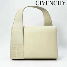 Authentic Givenchy 4G Logo Leather Handbag White Japan USED