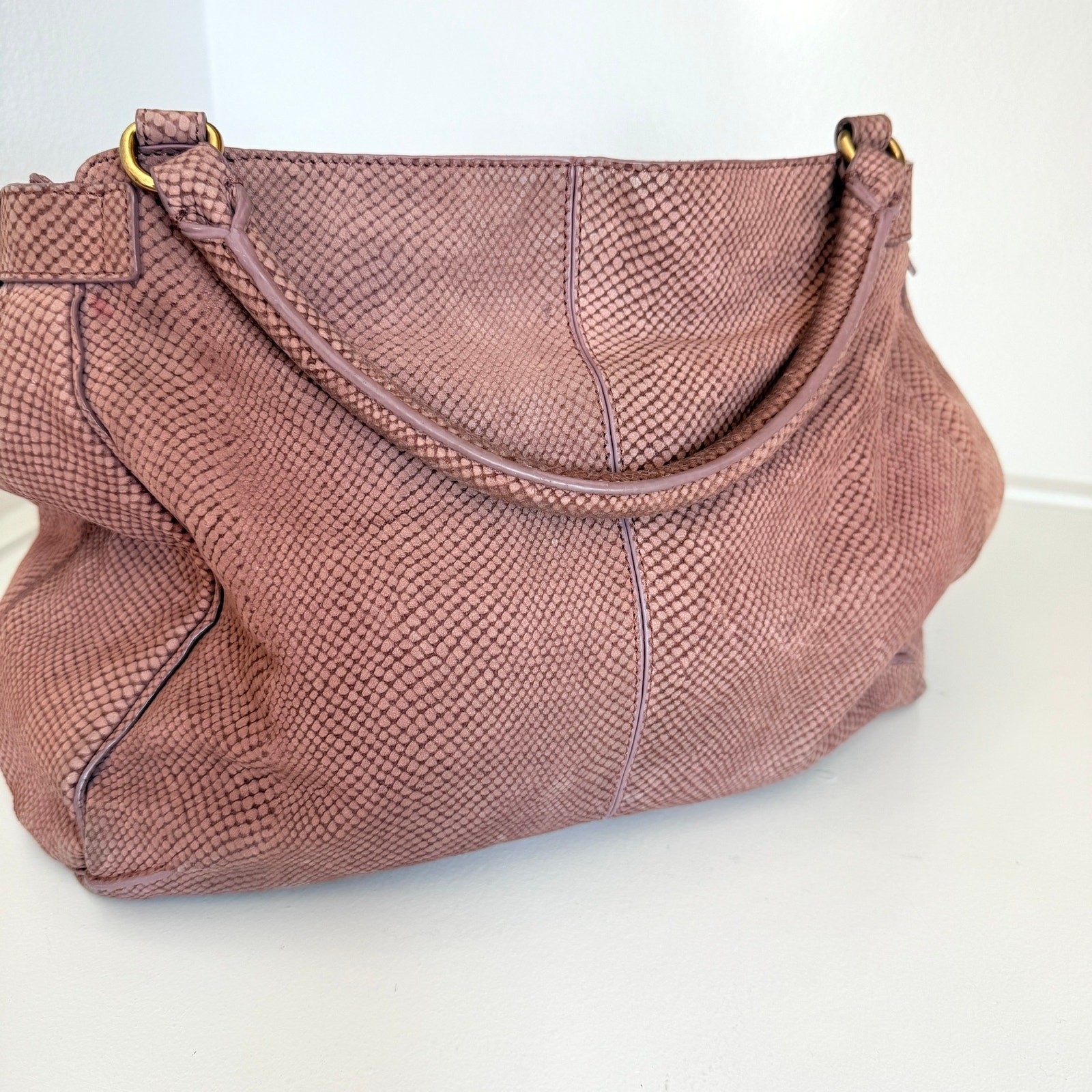 KOOBA Blush Python Embossed Leather Shoulder Bag … - image 6