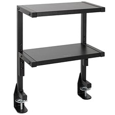 Clamp-on Above or Below Desk 2-Tier Shelving Unit for Table 13 inch Black