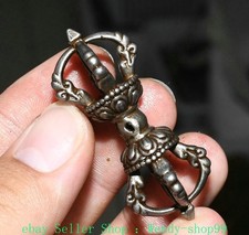 2" Old Tibetan Buddhism Sky Iron Vajradhara Vajrabhairava Buddha Amulet Pendant