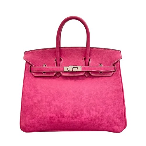 Hermes Birkin 30 Top Handle Handbag Hot Pink Epsom Leather Palladium Authentic