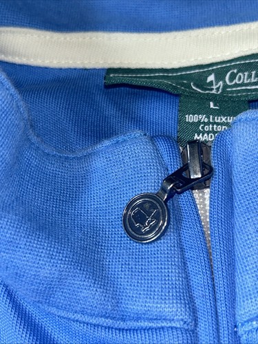 Masters Collection Sweater Men Large Blue 1/4 Zip Pullover Golf Luxury Cotton - Picture 7 of 11