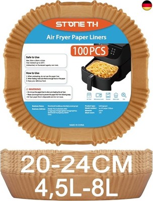 100 Stück Backpapier für Heißluftfritteuse 4,5L-8L, Stone TH 20-24cm Airfryer Ba