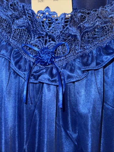 Pajama Top Lati Fashion Intimates Polyester Blue Lace Long Sleeved XXL NWT - Picture 2 of 4