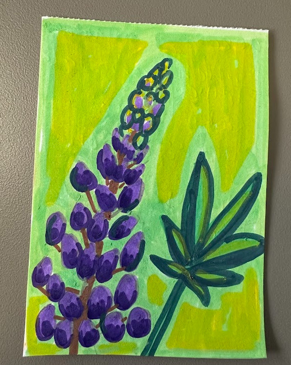 ACEO original art card Michigan State Flower Iris (22/50)
