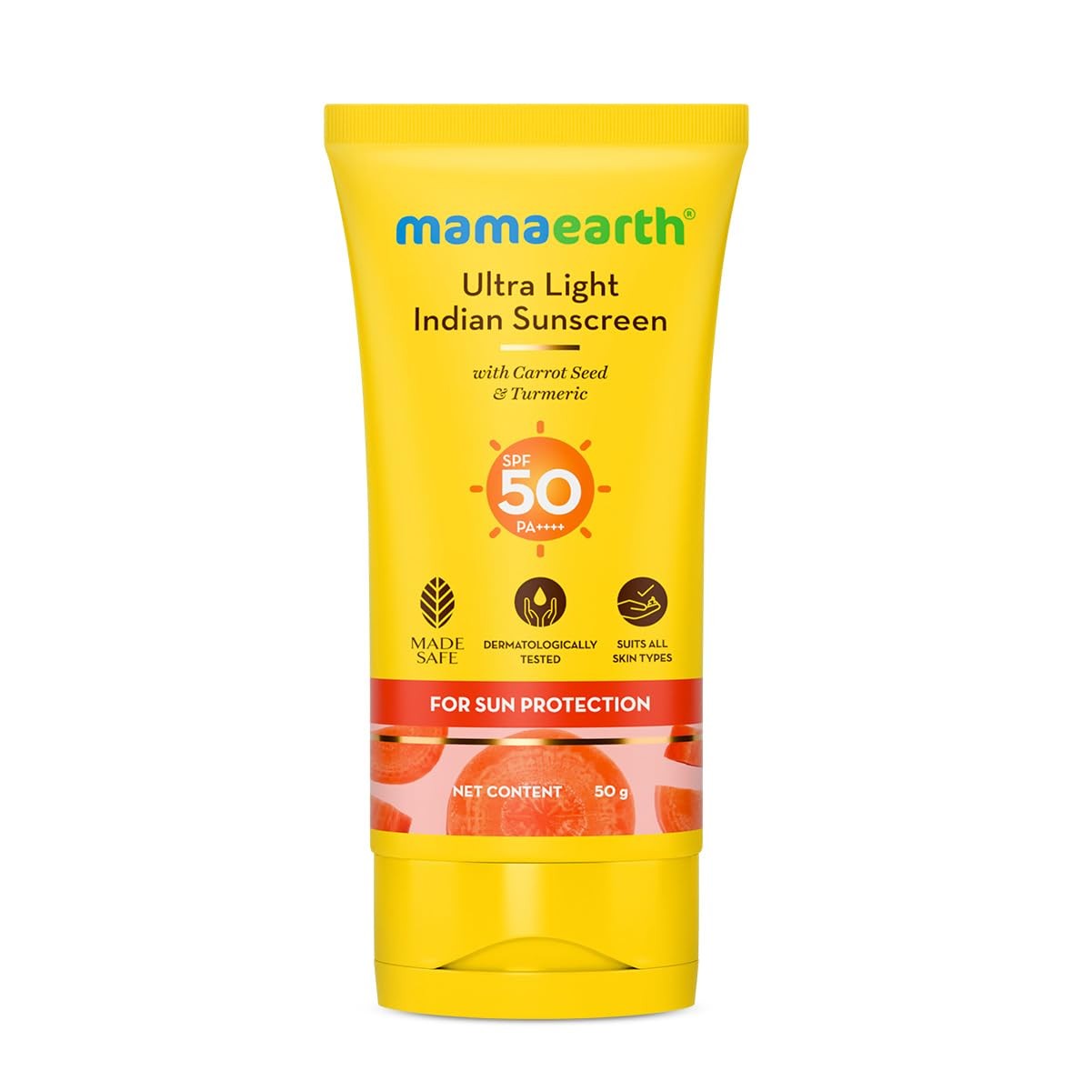 Mamaearth Sunscreen SPF 50 PA++++ 50g No White Cast Non-Greasy Quick Absorbing A