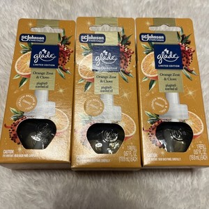 Lot of 3 Glade PlugIns Refills ORANGE ZEST CLOVE Scented Essential oil