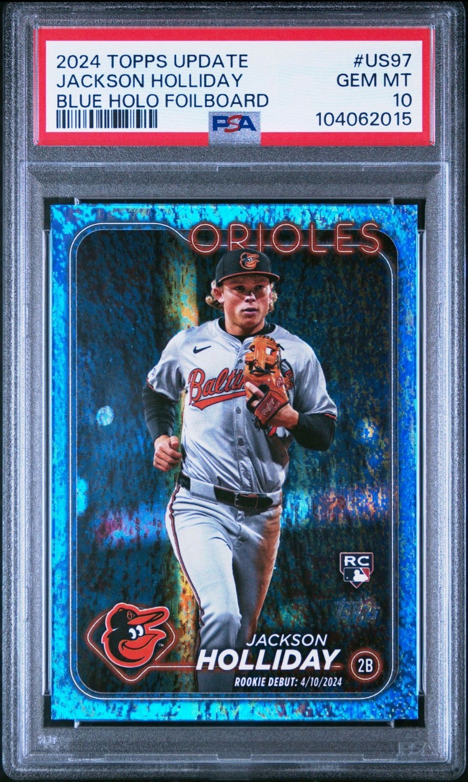 2024 Topps Update Jackson Holliday RC Debut Blue Foilboard /999 PSA 10 GEM MINT
