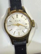 Orologio donna vintage AVIA 17 Jewels INCABLOC tono oro carica non funzionante