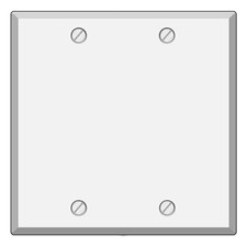 2-Gang Blank White Metal Wall Plate Cover, Made in USA, Standard Size Steel...