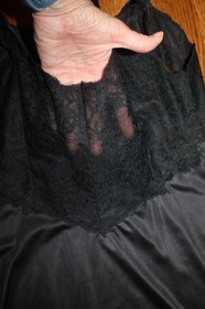 Vintage Vanity Fair Tricot Nylon black Full Slip Lace see through Detail trim 34
