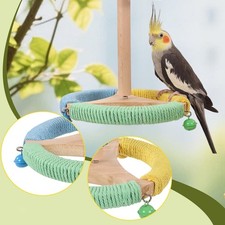 Rotating Bird Perch Toy Bird Wooden Stand Colorful Rotatable Windmill