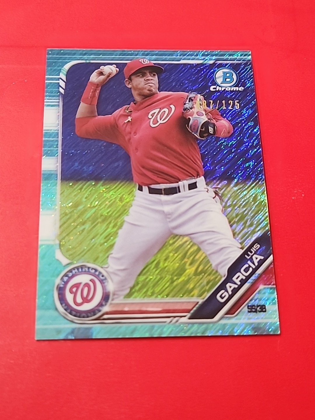 Luis Garcia 2019 Bowman Chrome Aqua Shimmer 87/125 Washington Nationals #BCP-64