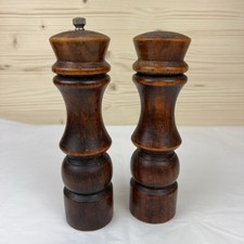 Vintage 8" Wood Goodwood Salt and Pepper Shakers Grinder Mill Made in Taiwan